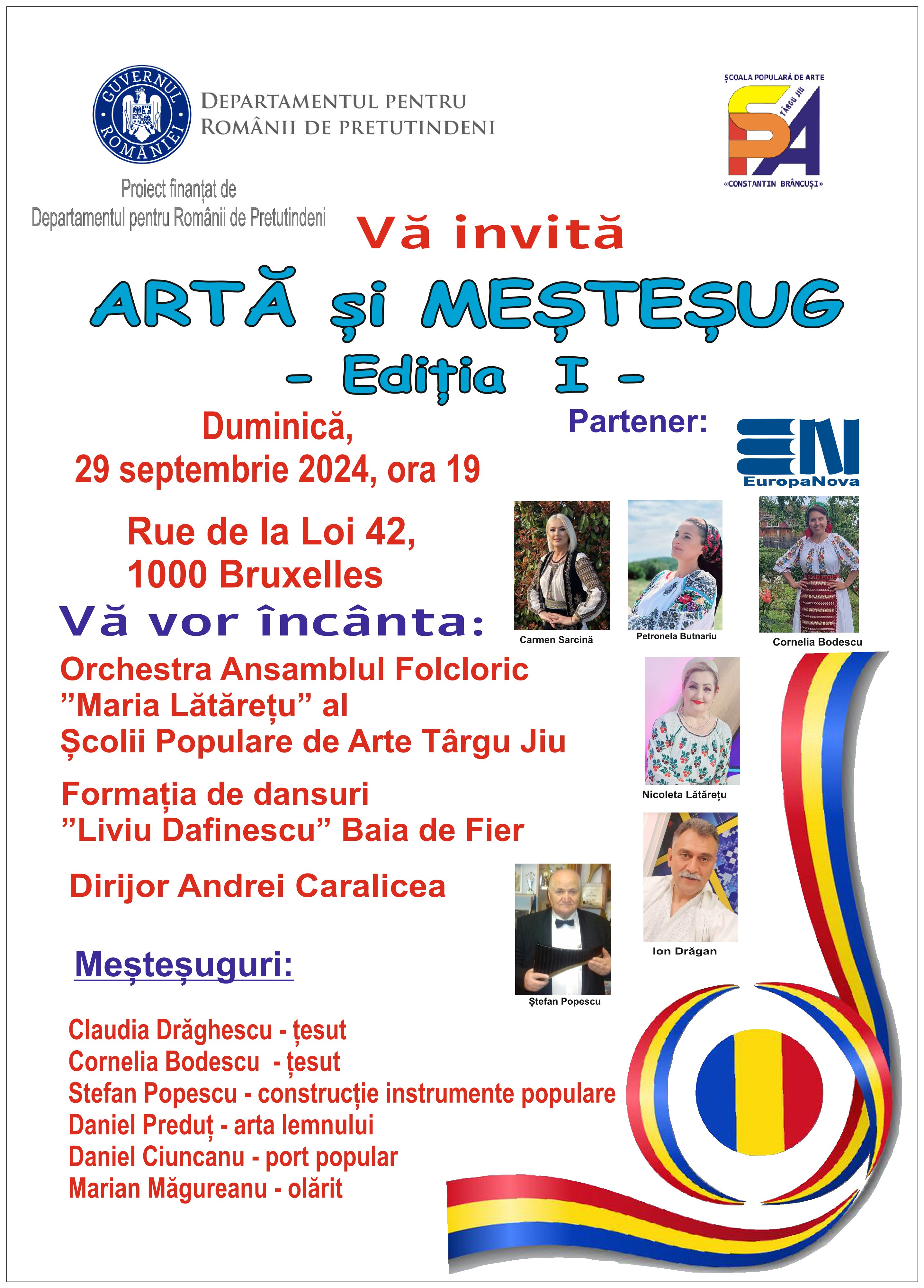 Tradițiile românești promovate în Bruxelles prin proiectul „Artă și Meșteșug”