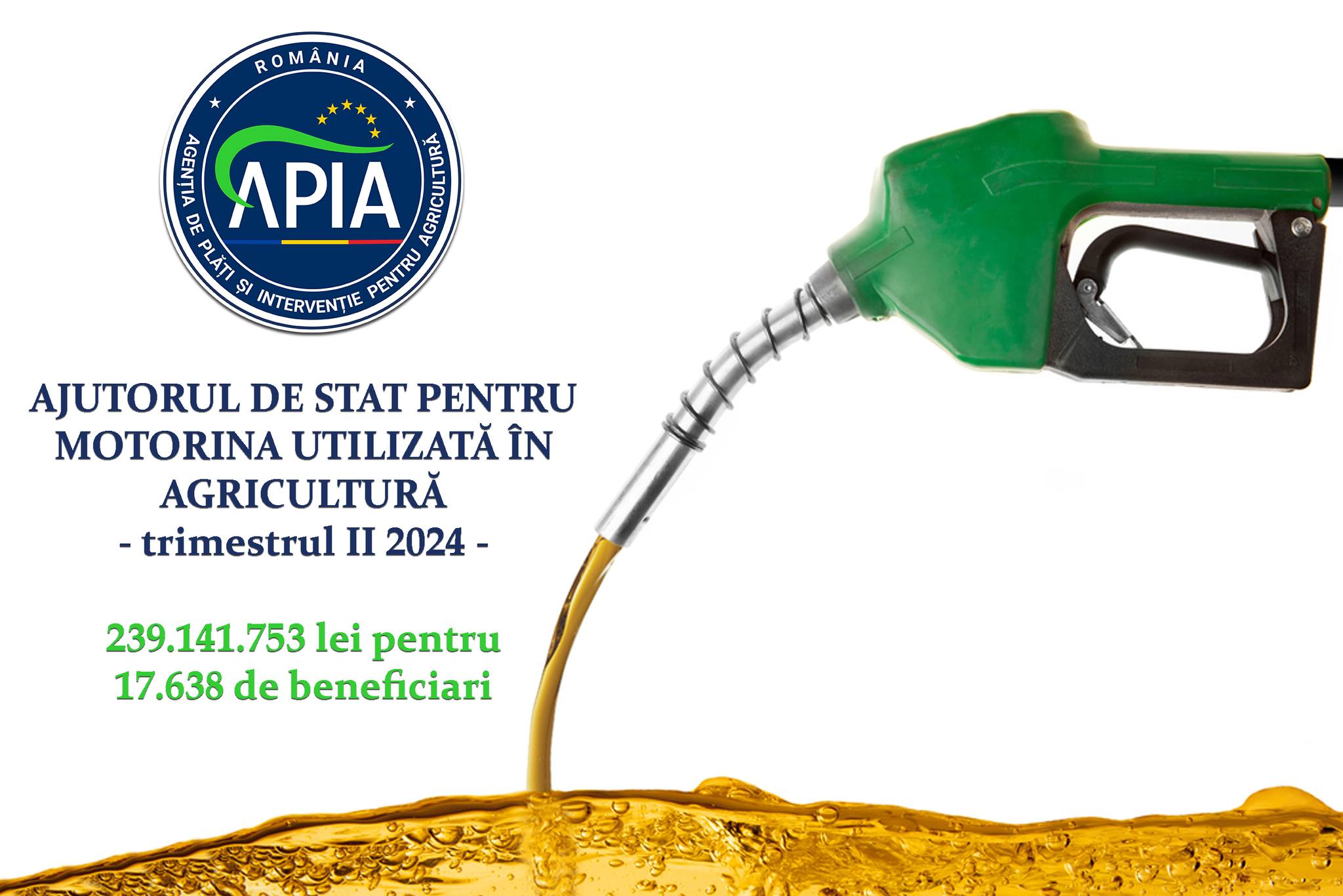 APIA începe plata ajutoarelor de stat pentru motorina utilizată în agricultură