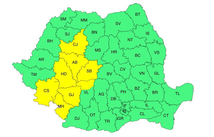 Cod galben de ploi în județul&nbsp;Gorj