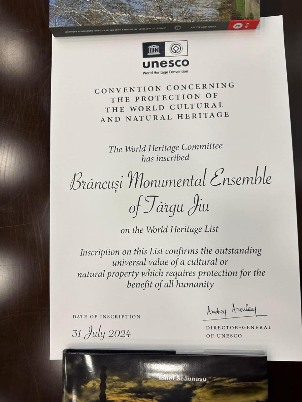 Ansamblul Monumental „Calea Eroilor” din Târgu Jiu, inclus în Patrimoniul Mondial UNESCO: Un moment istoric pentru&nbsp;România