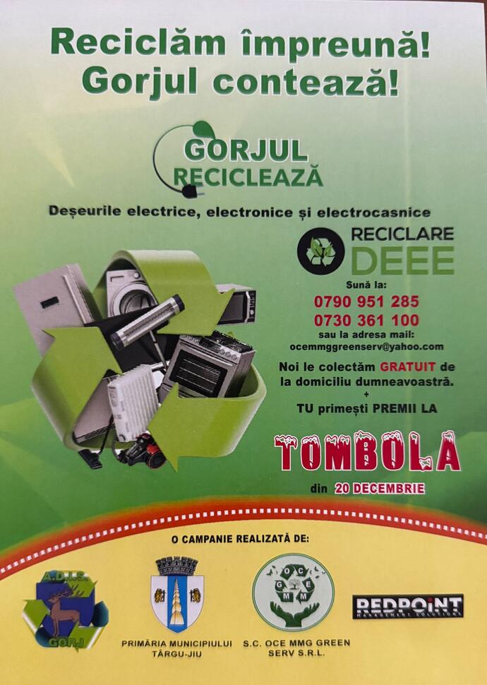 Campanie de reciclare a electrocasnicelor vechi, cu tombolă și premii atractive în Târgu Jiu