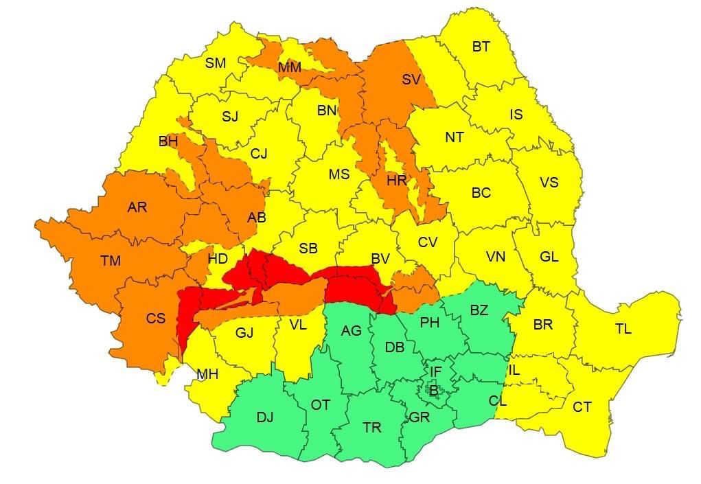 Cod portocaliu și cod galben în&nbsp;Gorj
