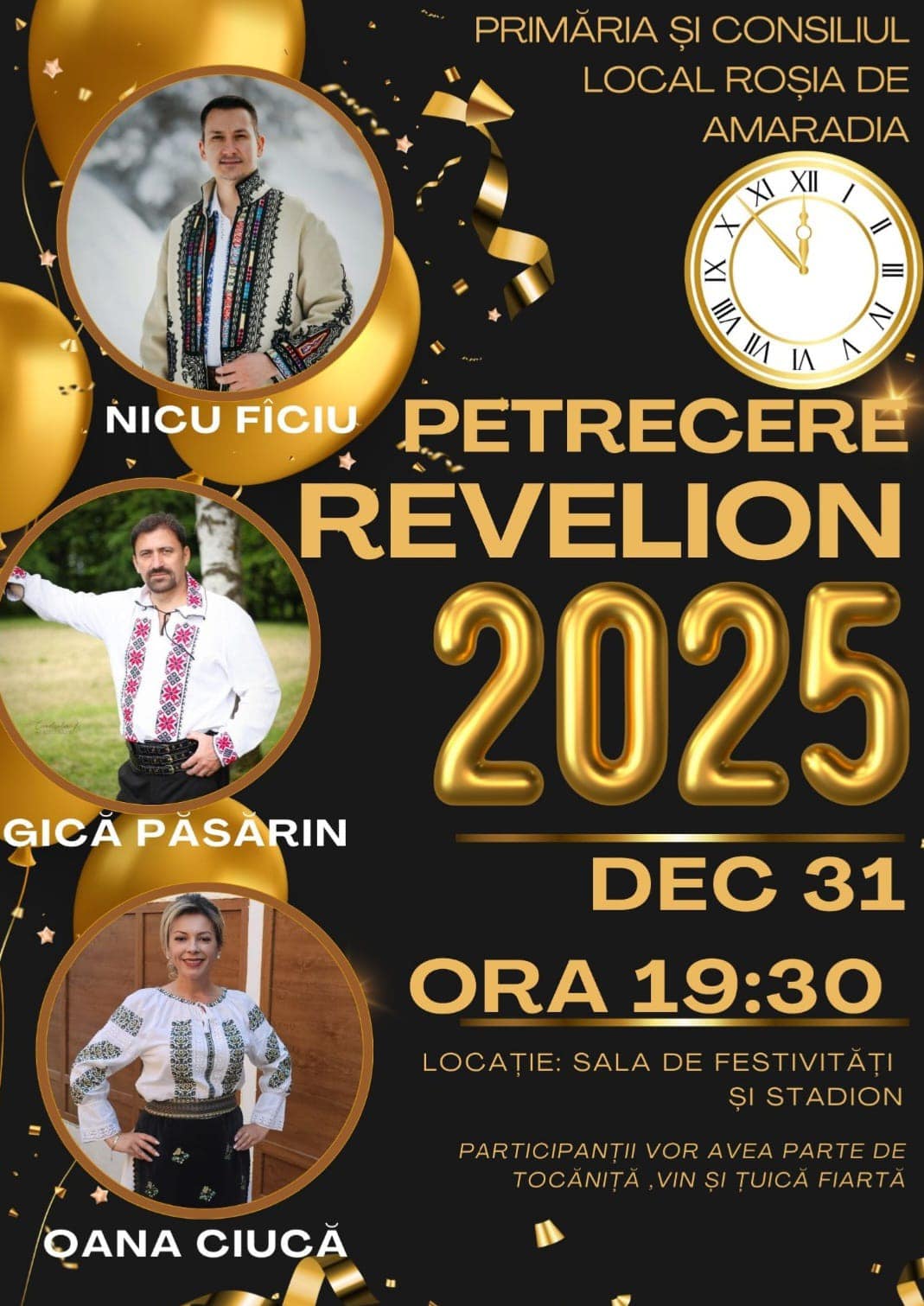 Revelion în aer liber la Roșia de Amaradia: Foc de tabără, muzică populară și surprize festive