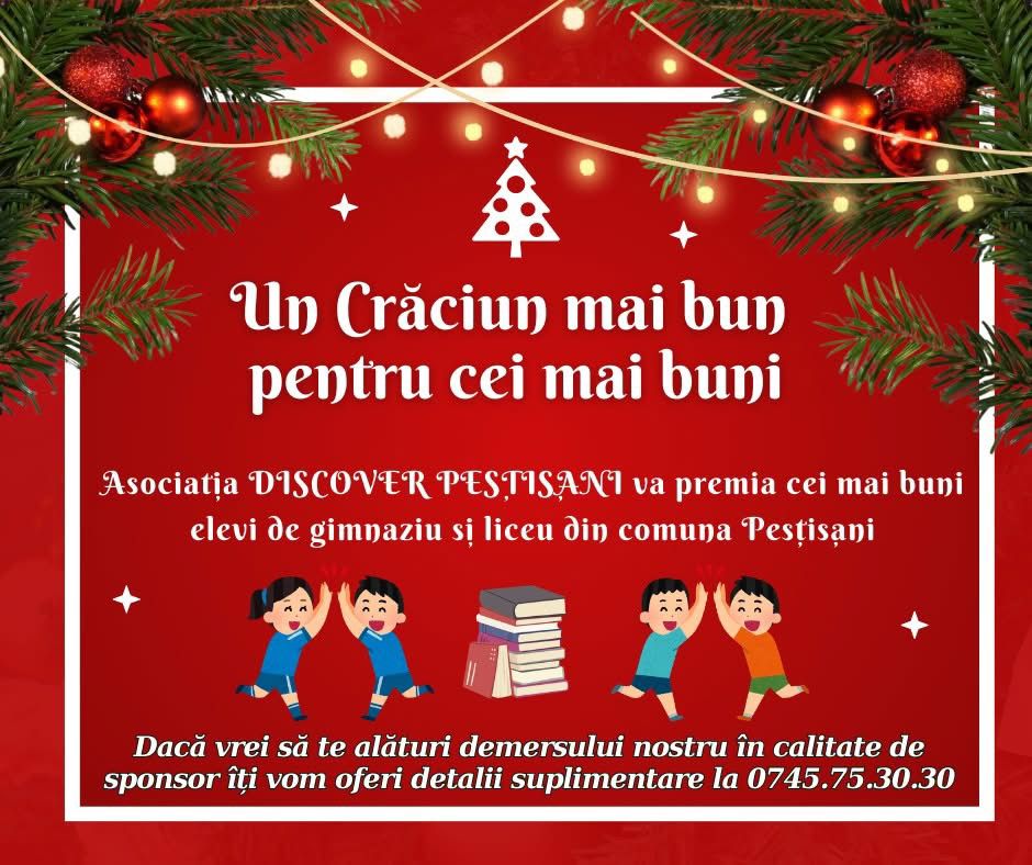 Daruri pentru cei mai buni elevi din&nbsp;Peștișani