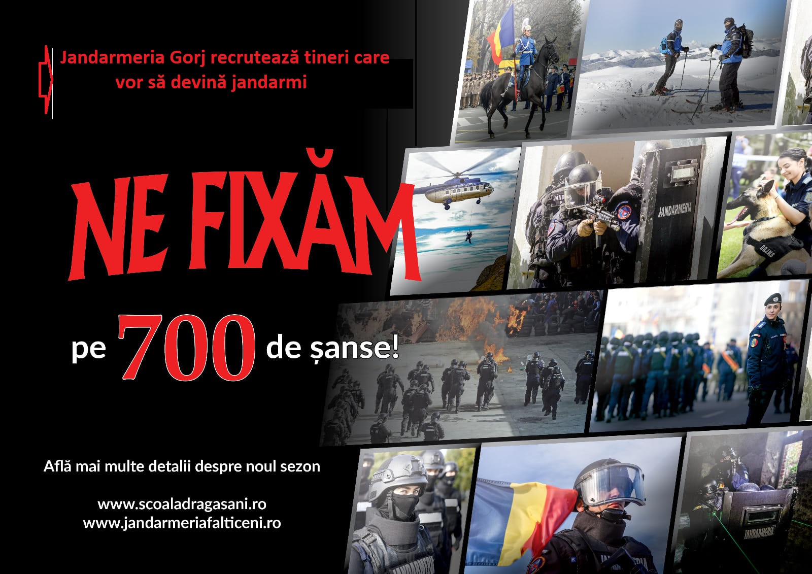 Jandarmeria Gorj recrutează tineri pentru o carieră militară