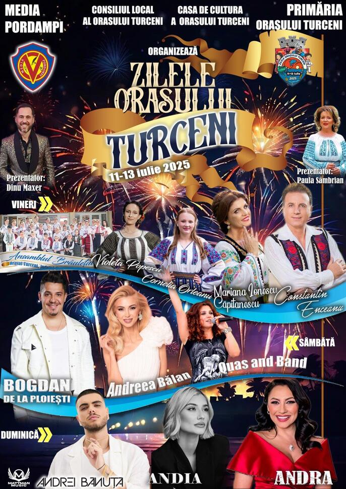 Trei zile de super-concerte și voie bună la Turceni! Cine&nbsp;cântă