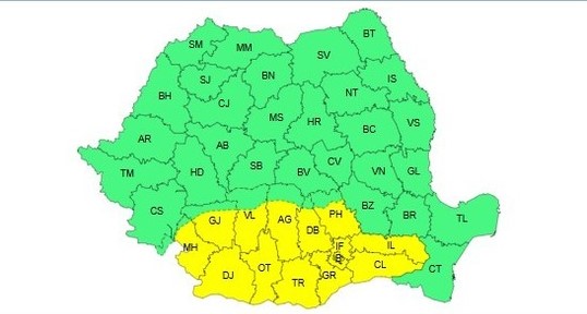 Cod galben de caniculă în Oltenia și Muntenia: până la 36 de grade și disconfort termic&nbsp;accentuat