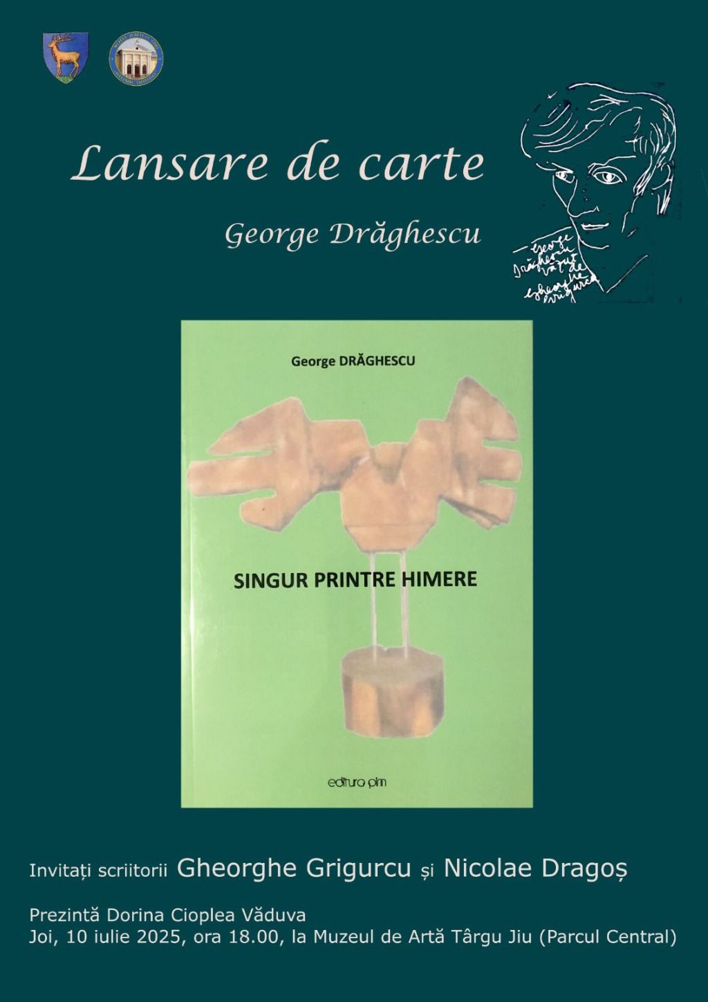 Lansare de carte la Târgu Jiu: un poet își prezintă volumul „Singur printre&nbsp;himere”