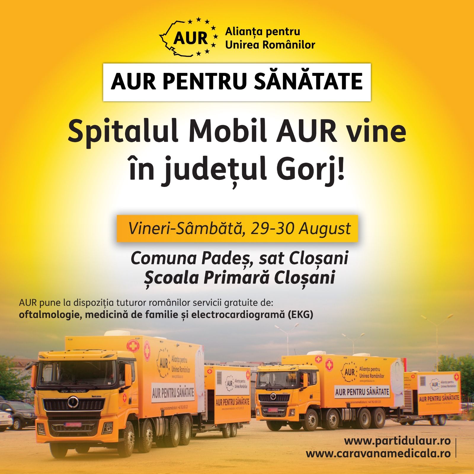 Caravana medicală AUR ajunge la Cloșani, în comuna Padeș