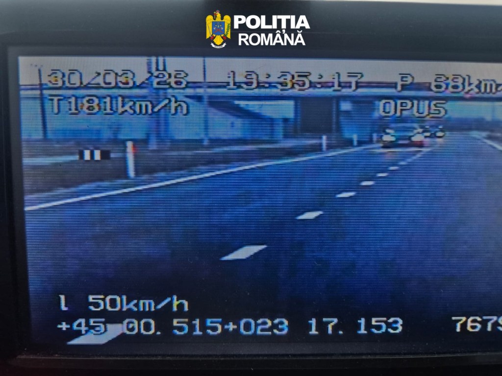 Șofer din Târgu Jiu, prins cu 181 km/h pe centură. Avea și ITP-ul expirat